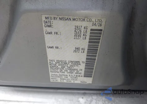 2016 Nissan Altima 2.5 S from USA, damaged, VIN 1N4AL3AP0GN357884